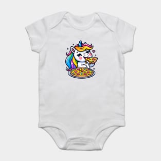 Pizza Unicorn Lover, Love Eating Pizza Baby Bodysuit